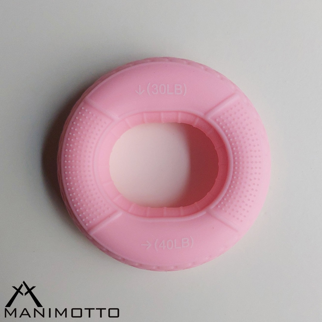 حلقه تقویت مچ و ساعد سطح 2- رنگ صورتی روشن- سیلیکونی- دارای دو مقاومت 13 کیلوگرمی (30lb) و 18 کیلوگرمی (40lb)